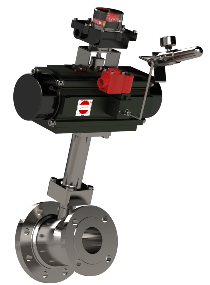 Electropneumatic Flush Bottom Valve with inclined bonnet and Ball obturator, AFR, Solenoid, Position Indicator manufactured by JossMin