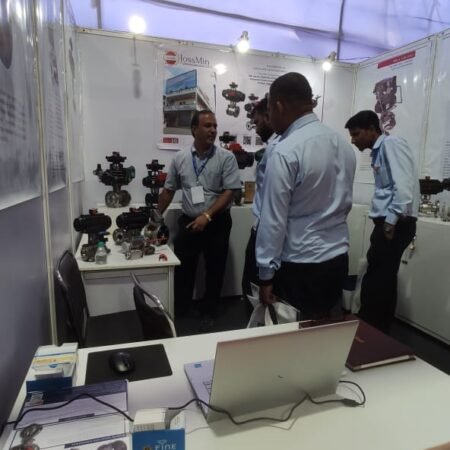 JossMin valve display at Dahej Industrial Expo 2022 — electro-pneumatic automation systems