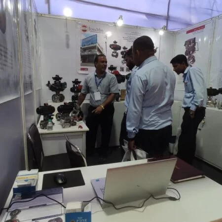 JossMin valve display at Dahej Industrial Expo 2022 — electro-pneumatic automation systems
