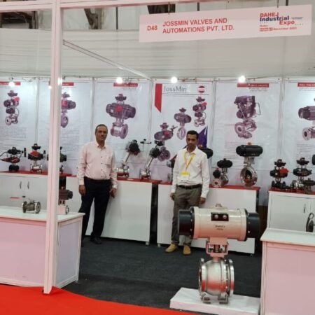 JossMin exhibiting flush bottom valves and pneumatic actuators at Dahej Industrial Expo 2023