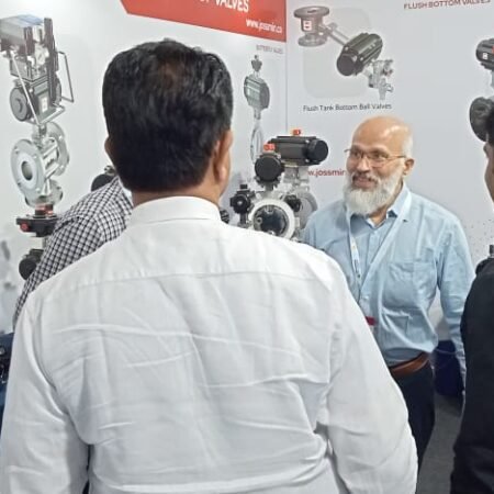 JossMin stall at Chemtech World Expo 2024 — industrial valve and automation display, Bombay Exhibition Centre