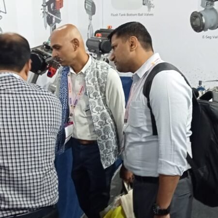 JossMin valve automation display at Chemtech World Expo 2024 — flush bottom and ball valve range