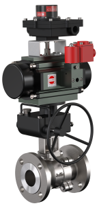 JossMin's Two Way Ball Valve with Manual Gearbox, Pneumatic Rotary Actuator, Solenoid Valve and Valve Position Indicator in Dual Color
